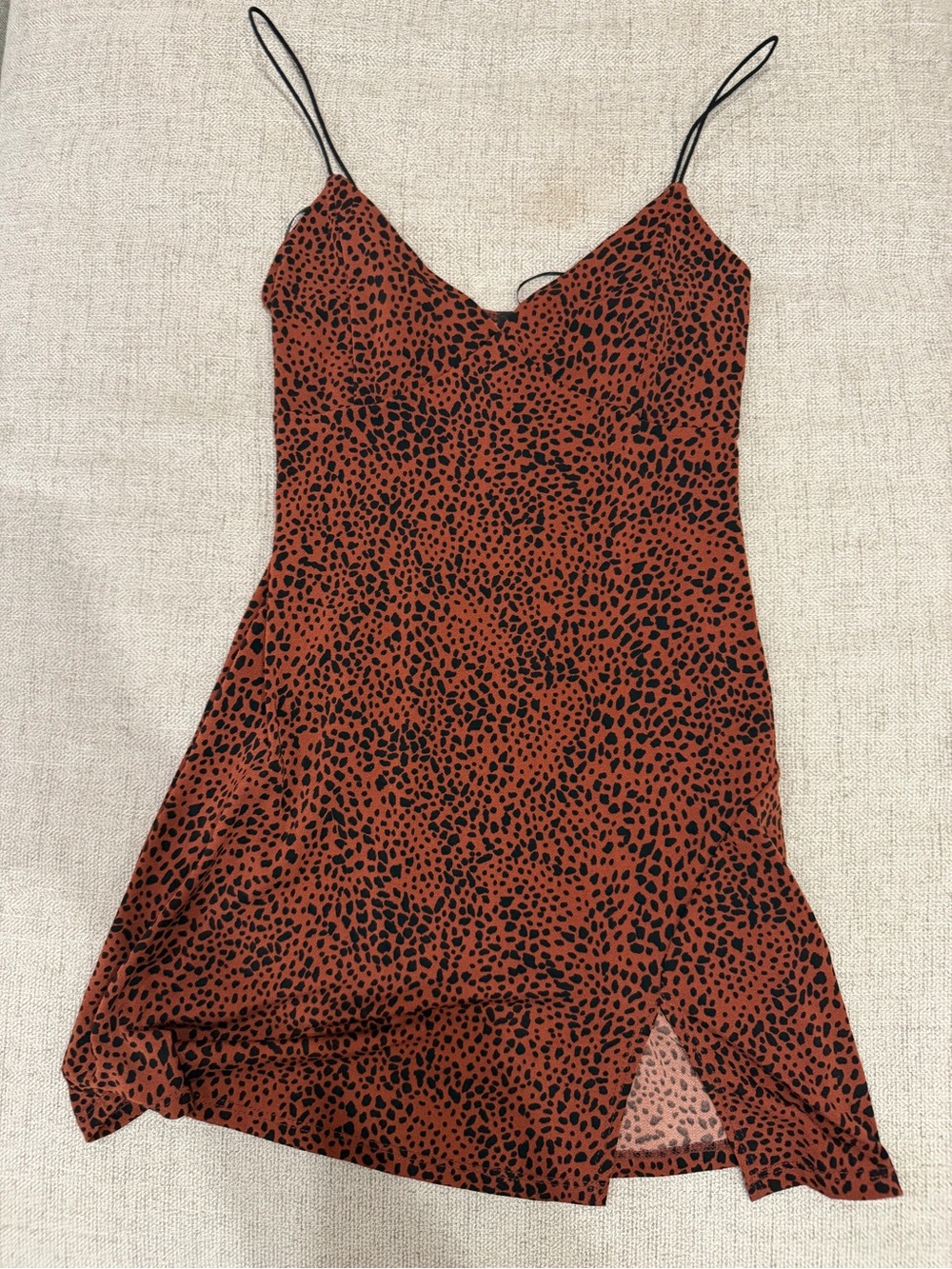 Windsor Rust Slip Dress with Black Leopard Spots